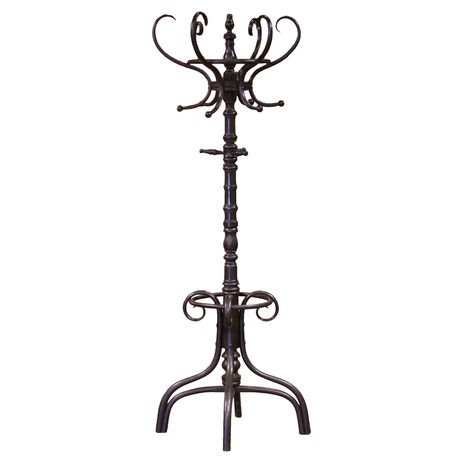 Antique Bentwood Perroquet Coat Stand Michael Thonet Style Art Deco France 1920: Antique Bentwood Perroquet Coat Stand Michael Thonet Style Art Deco France 1920 This exquisite early 20th-century painted bentwood "Perroquet" coat stand is a stunning representation of the Art Deco s