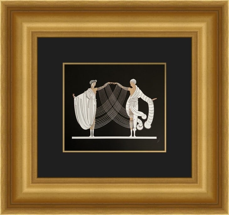 Erte Marriage Dance Custom Framed Art Deco Print 18 x 21: Erte Marriage Dance Custom Framed Art Deco Print 18 x 21 This exquisite custom framed print titled "Marriage Dance" by the renowned artist Erte showcases a stunning Art Deco style. Created using offse