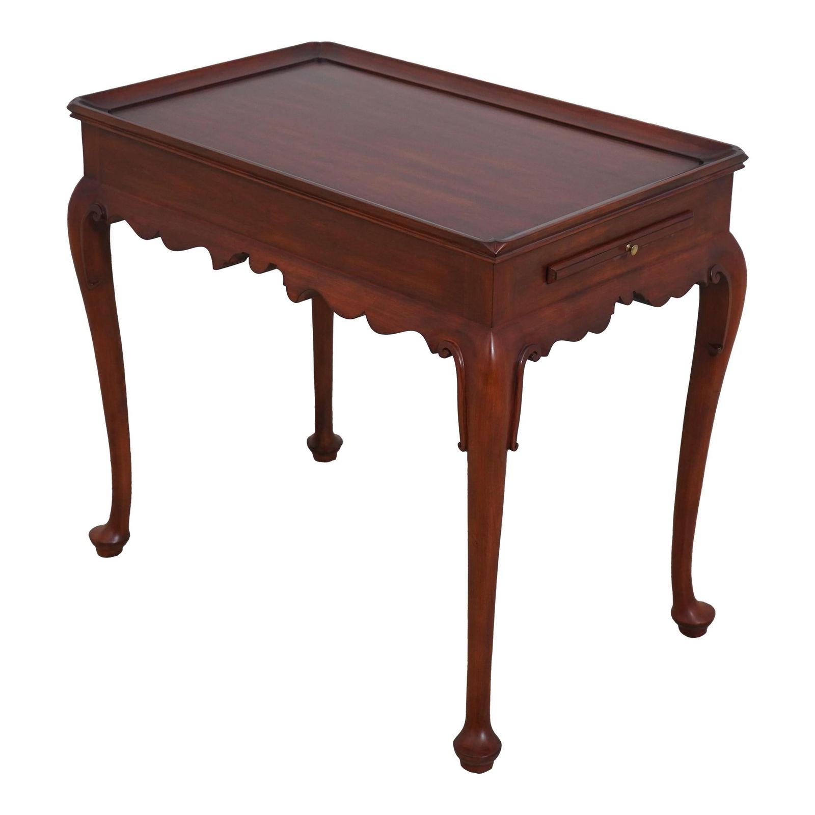 Henkel Harris Cherry Wood Tea Table with Pull-Out Slides: Henkel Harris Cherry Wood Tea Table with Pull-Out Slides This exquisite Henkel Harris Cherry Tea Table is a stunning addition to any traditional decor. Crafted around 2003, it showcases high-quality c