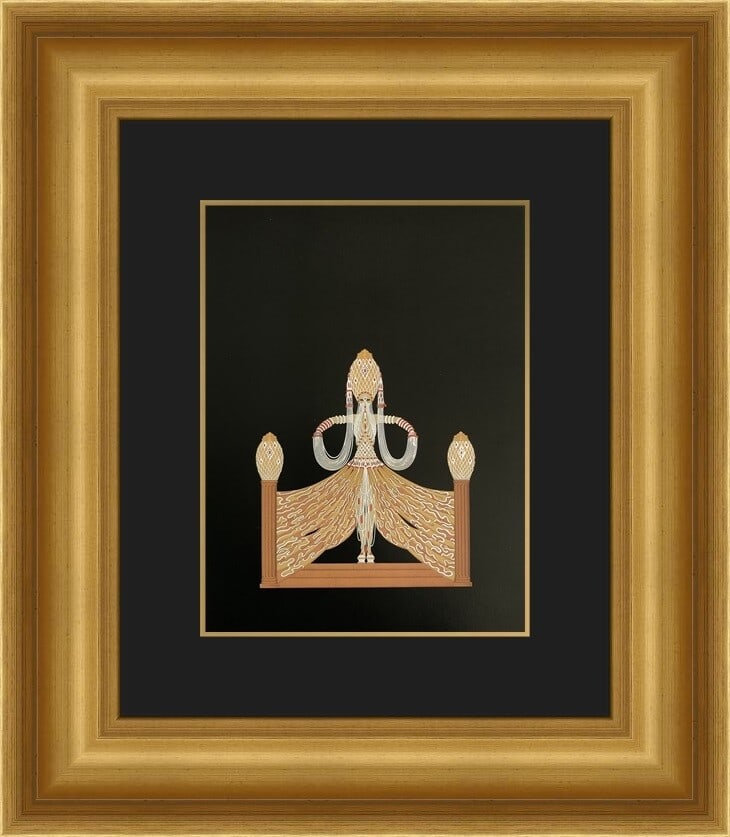 Erte Enchantress Art Deco Custom Framed Print 18 x 21: Erte Enchantress Art Deco Custom Framed Print 18 x 21 Presenting the 'Enchantress' custom framed print by renowned artist Erte, a stunning representation of Art Deco style. This medium-sized print sho