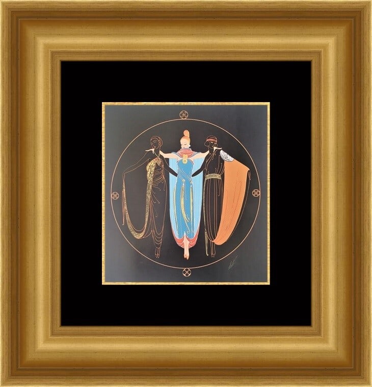 Erte Ladies in Waiting Art Deco Custom Framed Print 18 x 21: Erte Ladies in Waiting Art Deco Custom Framed Print 18 x 21 This exquisite custom framed print titled "Ladies in Waiting" by the renowned artist Erte showcases a stunning Art Deco style. Created using