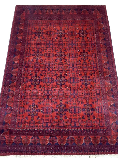 Khal Momadi 9.5 x 6.7 Afghan Wool Rug Artisan Design: Khal Momadi 9.5 x 6.7 Afghan Wool Rug Artisan Design Enhance your home decor with this exquisite Khal Momadi Afghan wool rug, measuring 9.5 x 6.7 feet. Crafted from premium wool, this rug features int