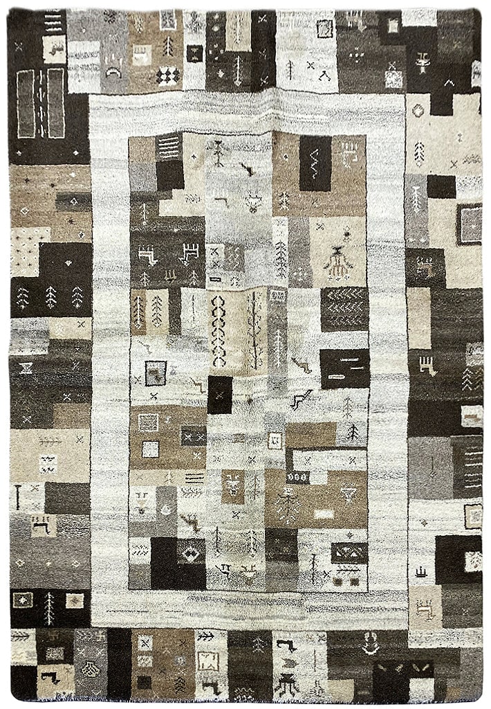 5.7 x 7.10 Handmade Wool Gabbeh Rug Brown Area Rug India: 5.7 x 7.10 Handmade Wool Gabbeh Rug Brown Area Rug India Discover the exquisite 5.7 x 7.10 Handmade Wool Gabbeh Rug in a rich brown hue, a beautiful blend of traditional craftsmanship and contemporary