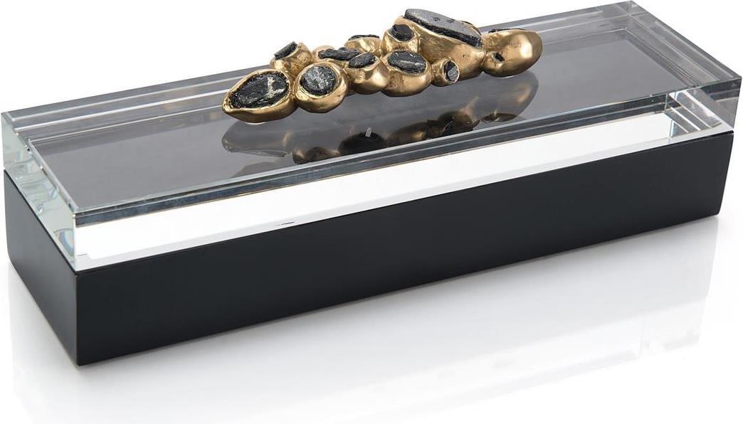 John-Richard Elegant Agate Box with Crystal Lid 6 x 18 x 5.25: John-Richard Elegant Agate Box with Crystal Lid 6 x 18 x 5.25 This elegant agate box features a stunning crystal lid and is perfect for adding a touch of sophistication to any space. Crafted from agat