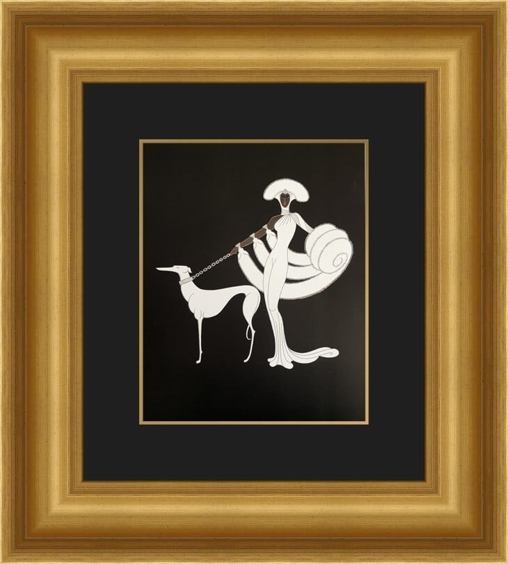 Erte Ebony and White Art Deco Print Custom Framed 18x21: Erte Ebony and White Art Deco Print Custom Framed 18x21 This exquisite custom framed print titled 'Ebony and White' features a stunning Art Deco design by the renowned artist Erte. Produced using offs