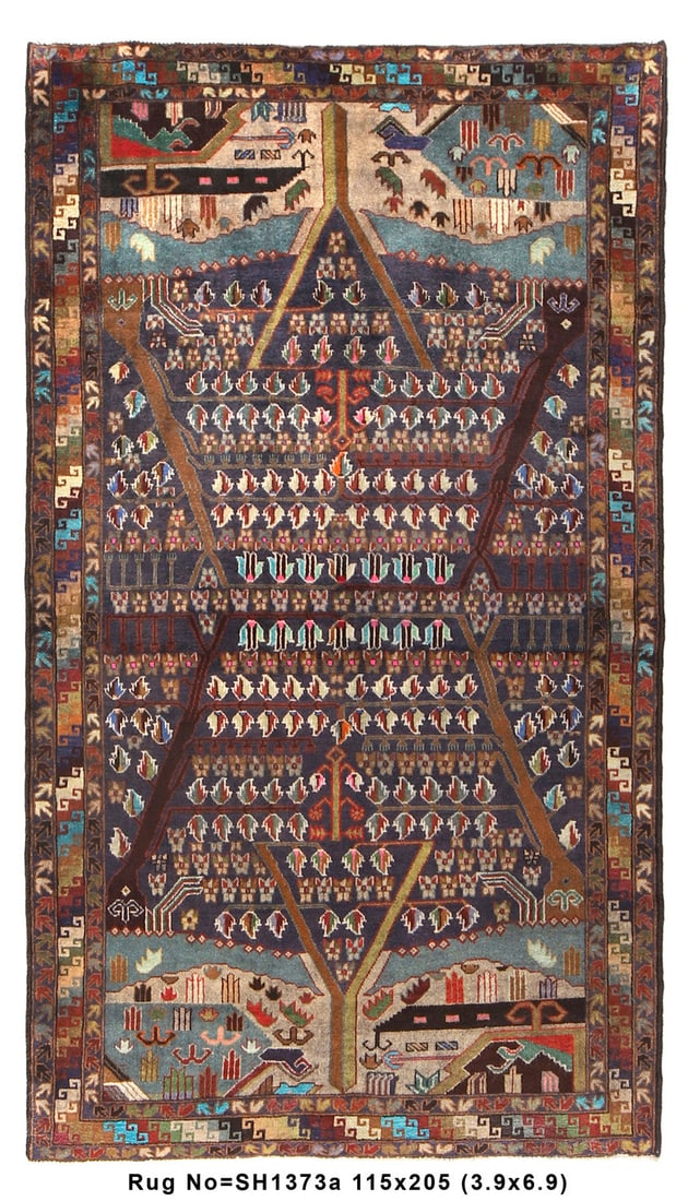 Tree of Life 3.9 x 6.9 Tribal Handmade Wool Rug Afghanistan: Tree of Life 3.9 x 6.9 Tribal Handmade Wool Rug Afghanistan Experience the timeless beauty of the Tree of Life with this Tribal Handmade Wool Rug. Measuring 3.9 x 6.9 feet, this exquisite area rug sho