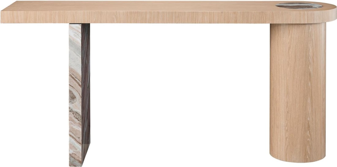 Universal Nomad Collection Croydon Console Table White Oak Stainless Steel: Universal Nomad Collection Croydon Console Table White Oak Stainless Steel The Nomad Collection Croydon Console Table combines modern design with functional elegance. Crafted with a sleek white oak fi