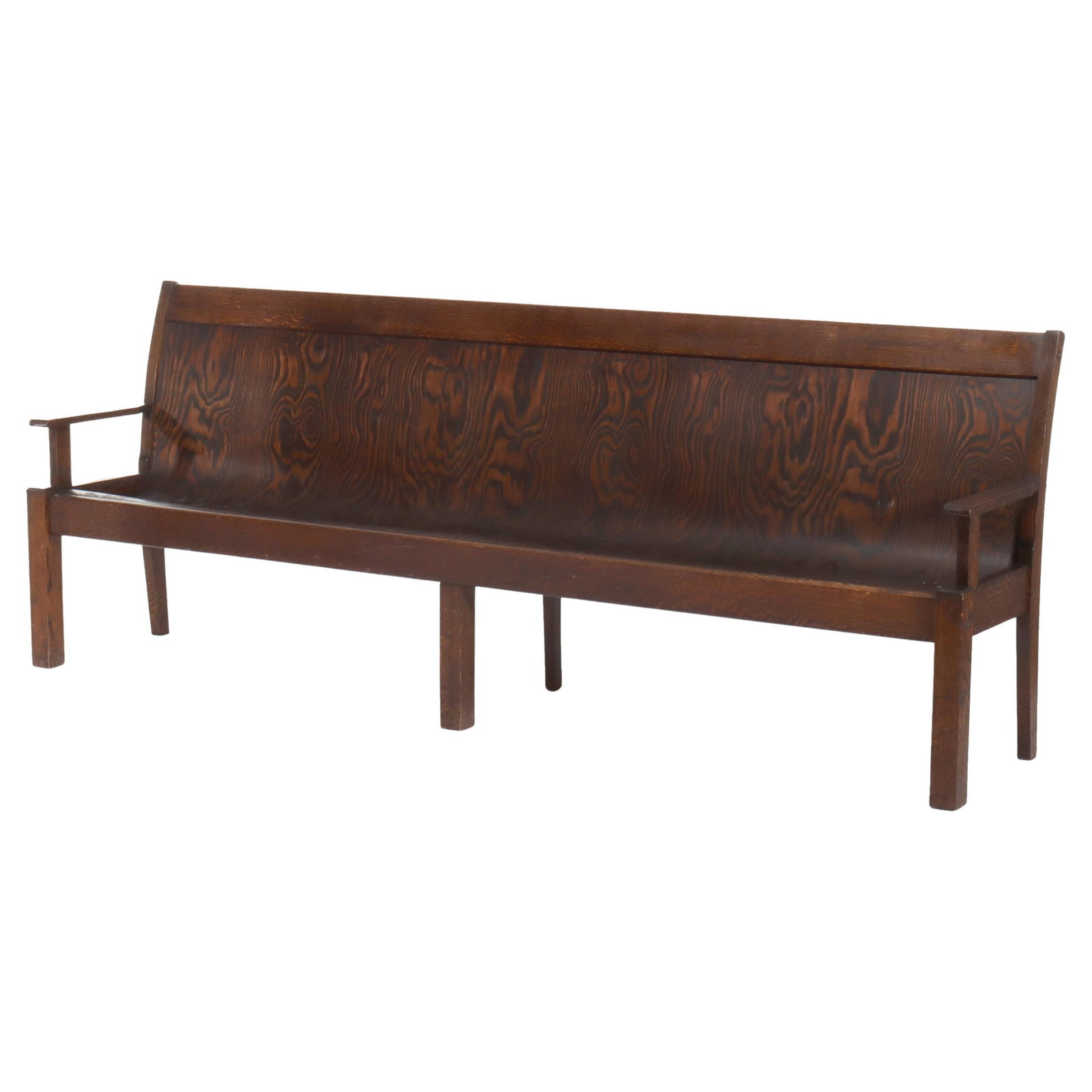 Vintage 10-Foot Arts & Crafts Oak Train Station Bench C1920: Vintage 10-Foot Arts & Crafts Oak Train Station Bench C1920 This Antique Arts & Crafts Oak Long Bench, measuring 10 feet, is a stunning piece from the early 20th century, specifically crafted around 1