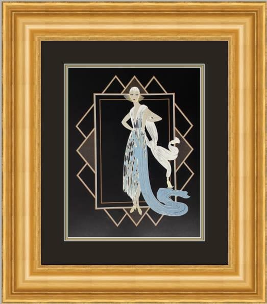 Erte California Art Deco Print from Millionairesses Suite Framed: Erte California Art Deco Print from Millionairesses Suite Framed This exquisite print titled 'California' from the 'Millionairesses Suite' by the renowned artist Erte showcases a stunning Art Deco sty
