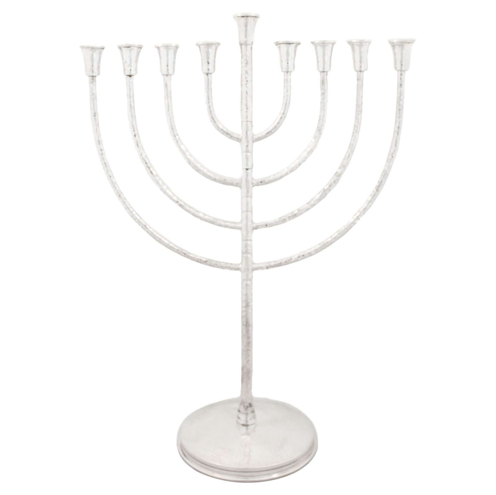 Elegant Sterling Silver Hammered Menorah Art Deco Design 19in: Elegant Sterling Silver Hammered Menorah Art Deco Design 19in This stunning Sterling Silver Hammered Menorah is a perfect blend of modern elegance and classic design. Standing at a height of 19 inches