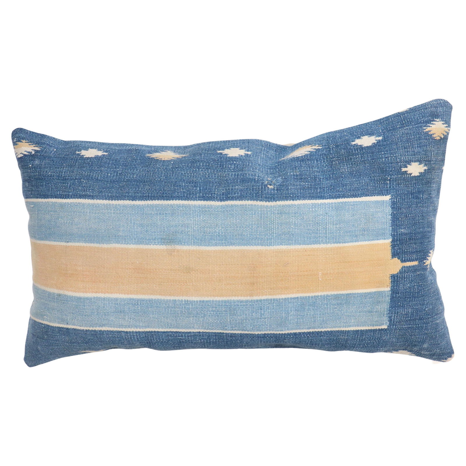 Zabihi Collection Vintage Kilim Dhurrie Pillow 12 x 22 in: Zabihi Collection Vintage Kilim Dhurrie Pillow 12 x 22 in Enhance your living space with this exquisite Antique Indian Dhurrie Pillow from the Zabihi Collection. Crafted from an early 20th-century Ind