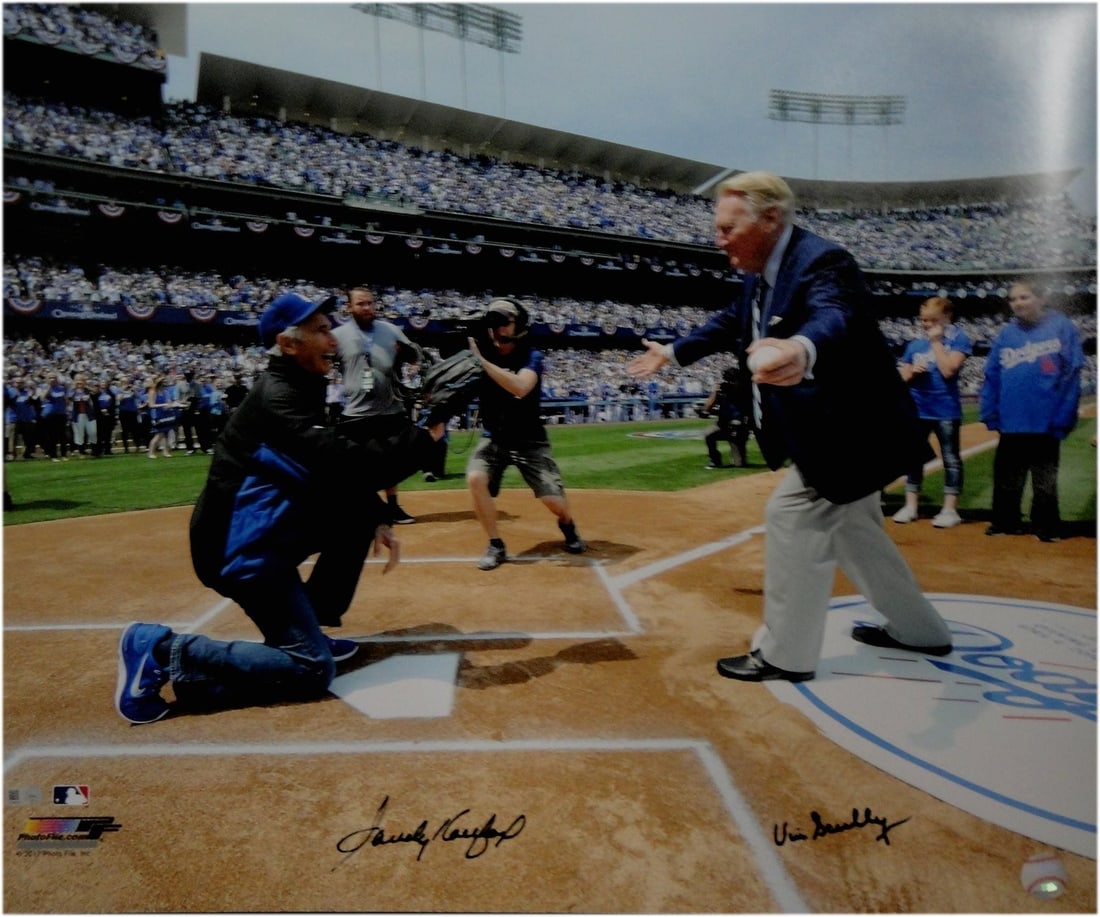 Vin Scully Sandy Koufax Signed 20x24 Photo MLB Dodgers: Vin Scully Sandy Koufax Signed 20x24 Photo MLB Dodgers This stunning 20"x24" photo captures two legends of the Los Angeles Dodgers, Vin Scully and Sandy Koufax, both hand-signed for authenticity. A tr