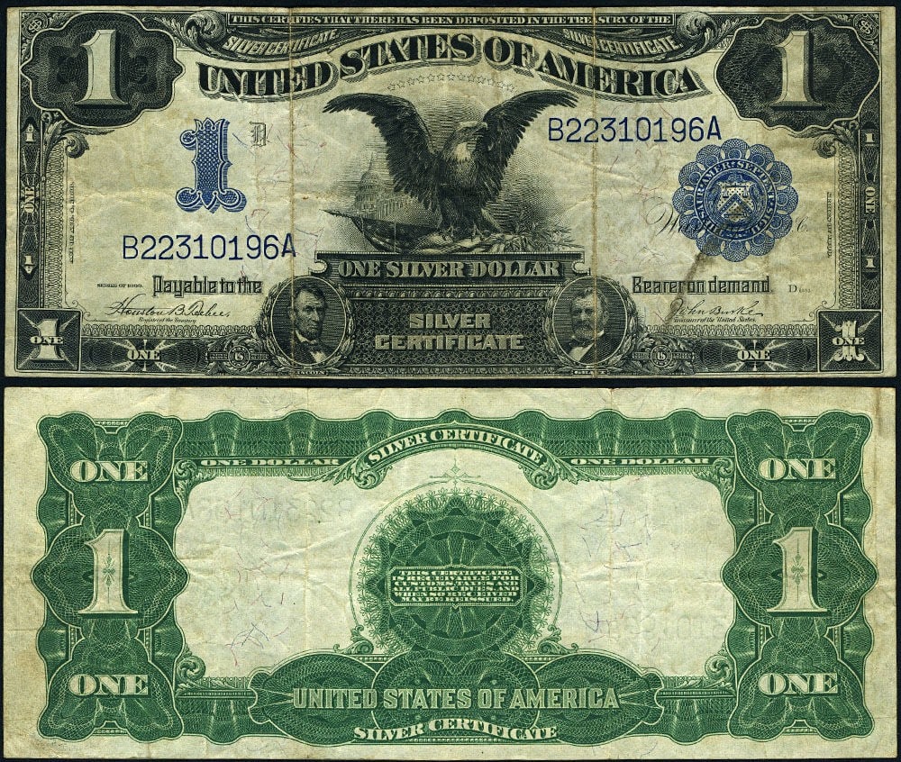 1899 $1 Silver Certificate Circulated VF Coin: 1899 $1 Silver Certificate Circulated VF Coin This 1899 $1 Silver Certificate is a noteworthy collectible. It features a denomination of $1 and is graded as Very Fine (VF), indicating it has been circ