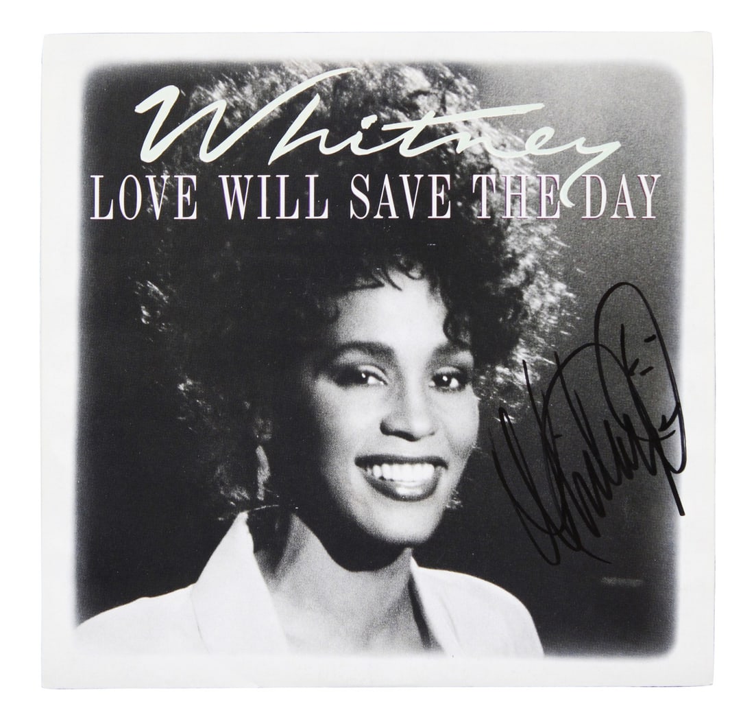 Whitney Houston Signed Love Will Save the Day Album Cover JSA Authenticated: Whitney Houston Signed Love Will Save the Day Album Cover JSA Authenticated This is an original signed album cover for the single "Love Will Save the Day" by Whitney Houston. The album cover, which do