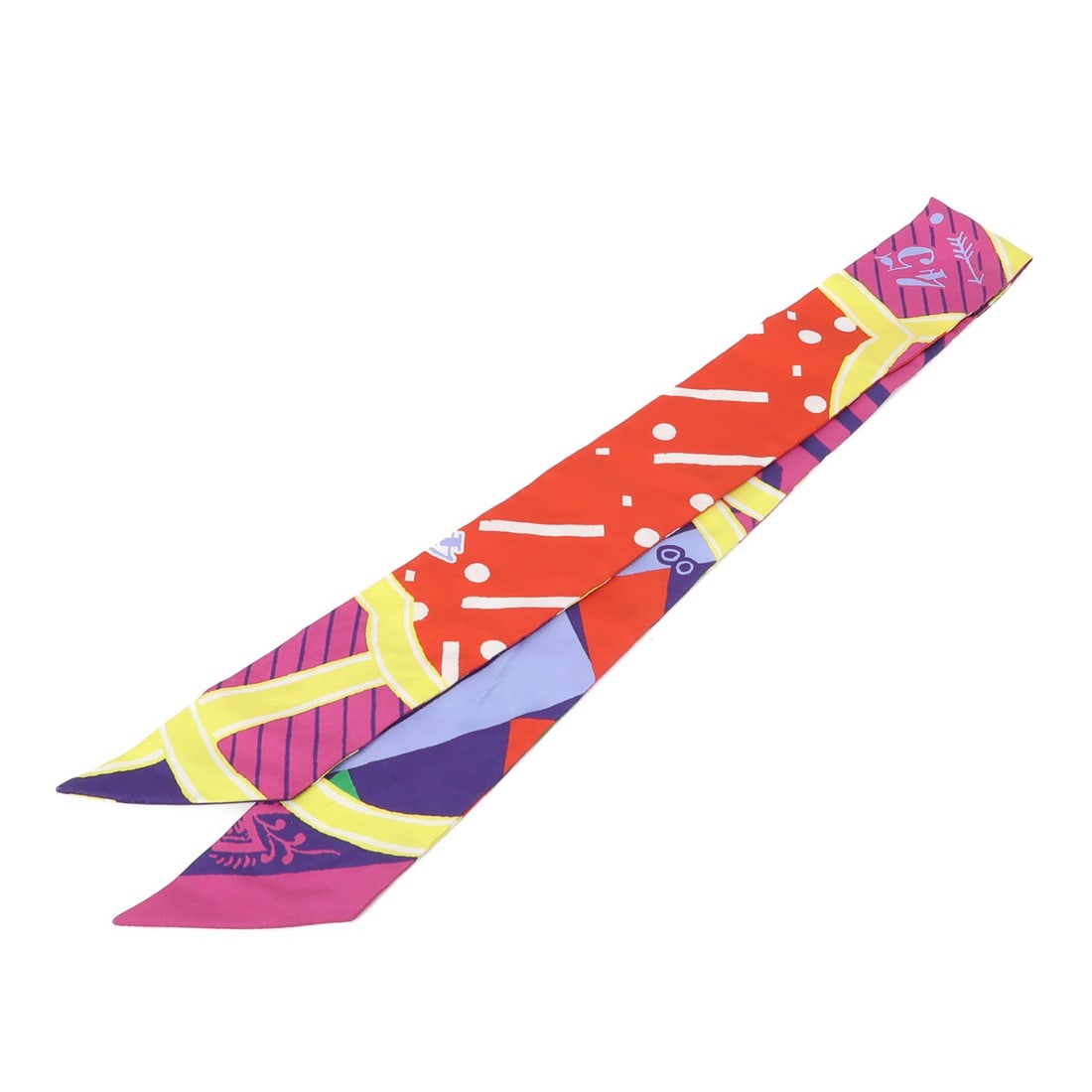 HERMES Twilly Silk Scarf Red Purple Yellow Luxury Accessory: HERMES Twilly Silk Scarf Red Purple Yellow Luxury Accessory This exquisite HERMES Twilly scarf features a vibrant combination of red, purple, and yellow hues, making it a striking accessory for any ou