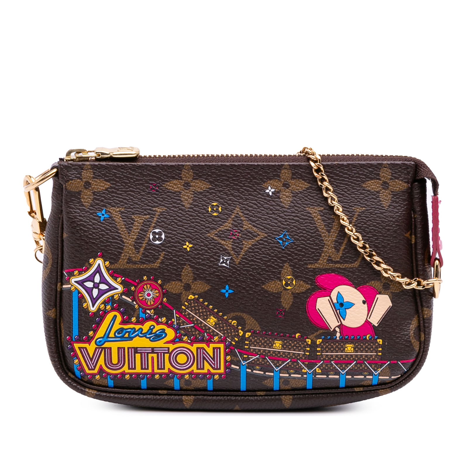 Louis Vuitton Monogram Vivienne Christmas Mini Pochette Accessoires: Louis Vuitton Monogram Vivienne Christmas Mini Pochette Accessoires This Louis Vuitton Monogram Vivienne Christmas Roller Coaster Mini Pochette Accessoires is a stylish and functional accessory perfec