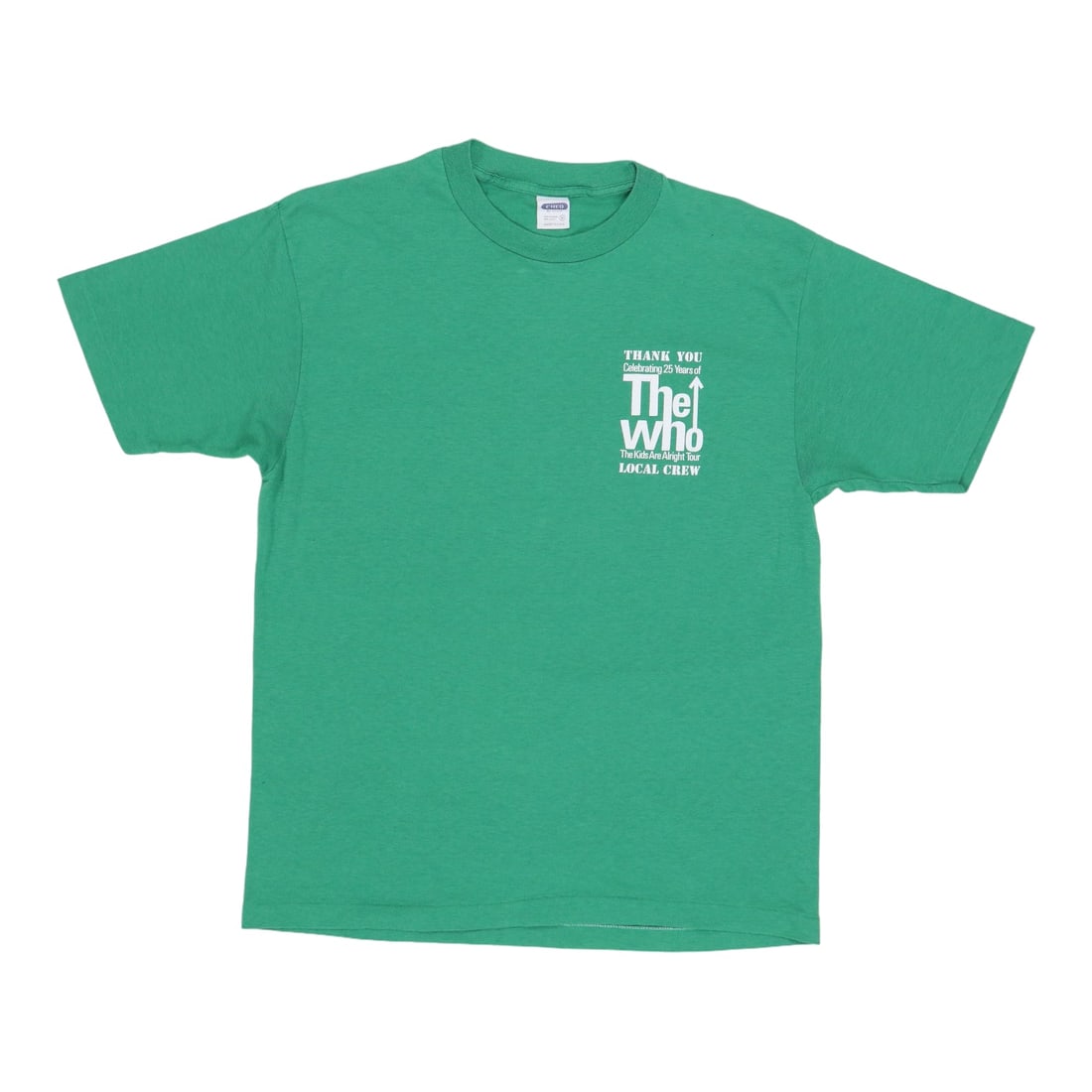 Vintage 1989 The Who Kids Are Alright Tour Crew Shirt Green: Vintage 1989 The Who Kids Are Alright Tour Crew Shirt Green Celebrate classic rock with this original vintage 1989 The Who Kids Are Alright Tour Crew Shirt. This authentic piece is not a modern reprod