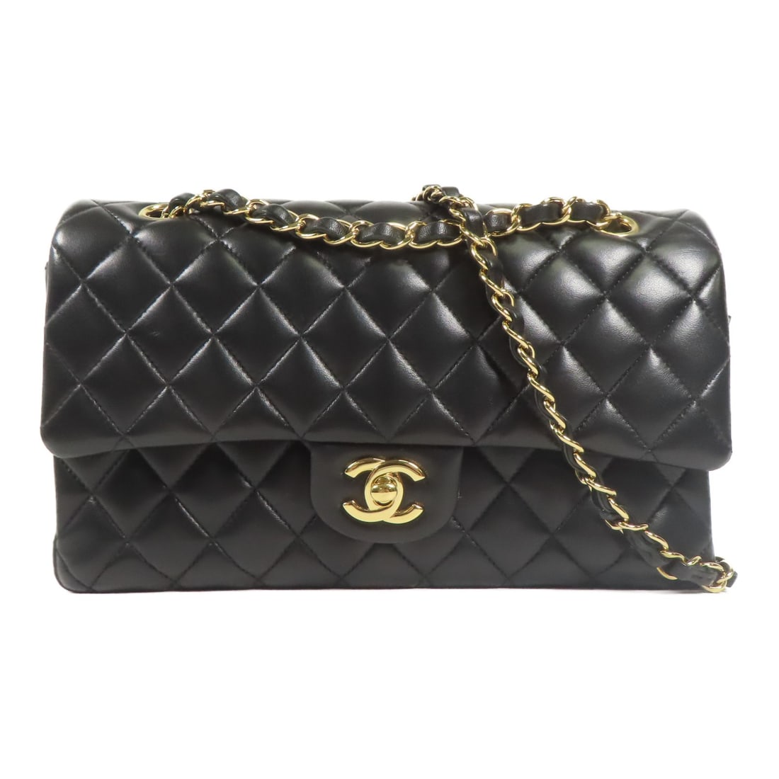 CHANEL Classic 25 Shoulder Bag Black Lambskin Leather GHW: CHANEL Classic 25 Shoulder Bag Black Lambskin Leather GHW This CHANEL Classic 25 Chain Shoulder Bag is crafted from luxurious lambskin leather in a sleek black finish. Designed for elegance and conven