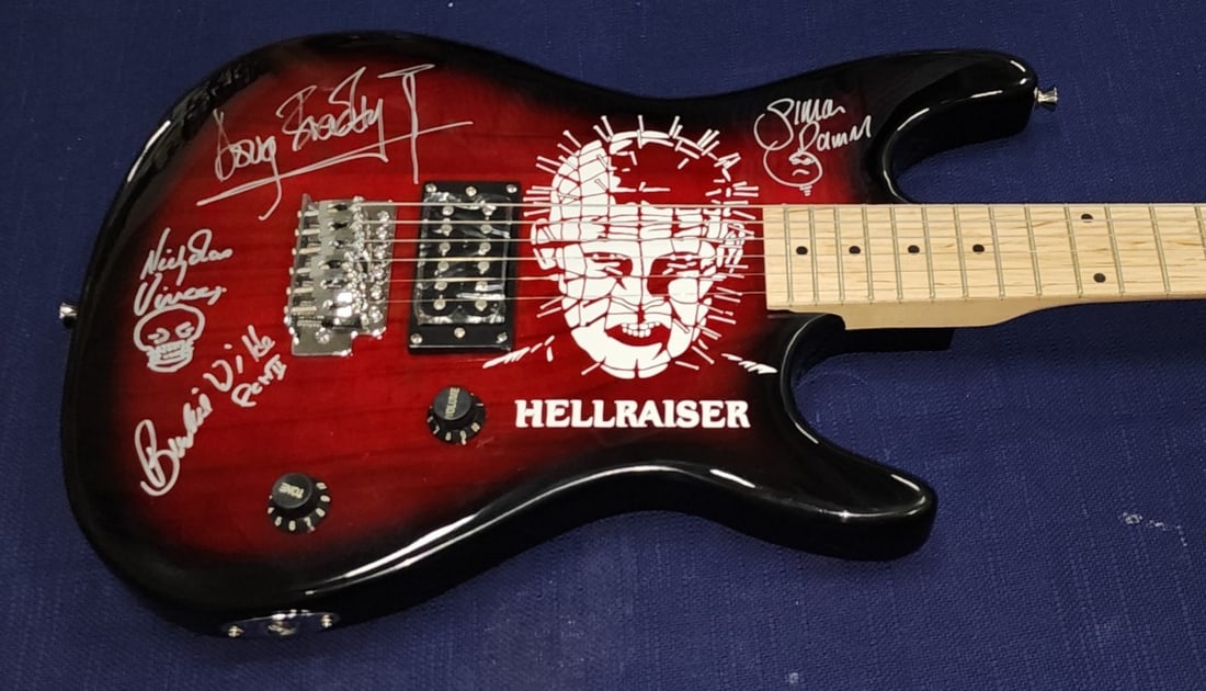 Hellraiser Electric Guitar Signed by Ray & Dave Davies JSA Authenticated: Hellraiser Electric Guitar Signed by Ray & Dave Davies JSA Authenticated This is a Hellraiser Multi Hand Signed Autographed Custom Electric Guitar featuring the signatures of iconic musicians Ray and