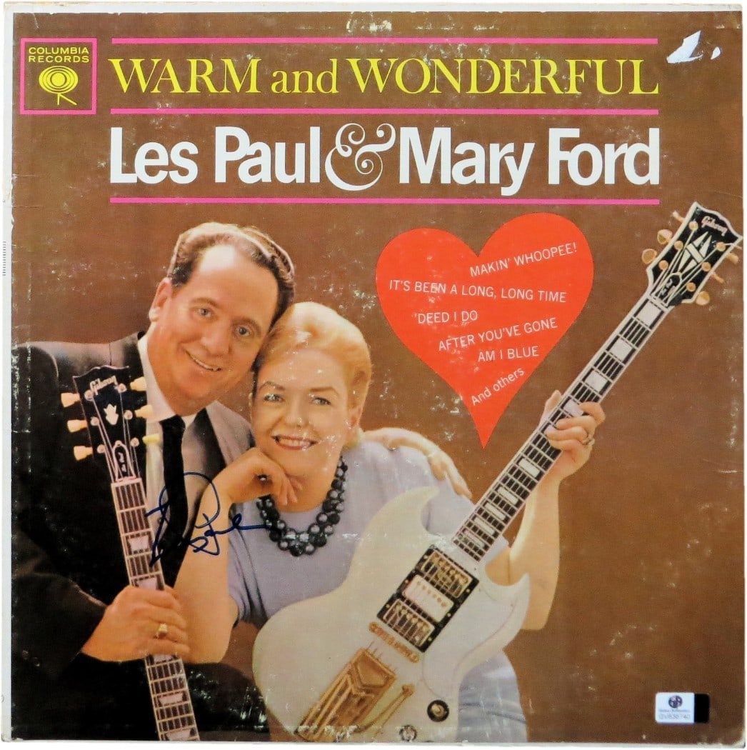 Les Paul Autographed Album Cover with Record JSA Authenticated: Les Paul Autographed Album Cover with Record JSA Authenticated This is an original signed album cover by legendary guitarist Les Paul, featuring the album 'Warm and Wonderful.' The item includes the r