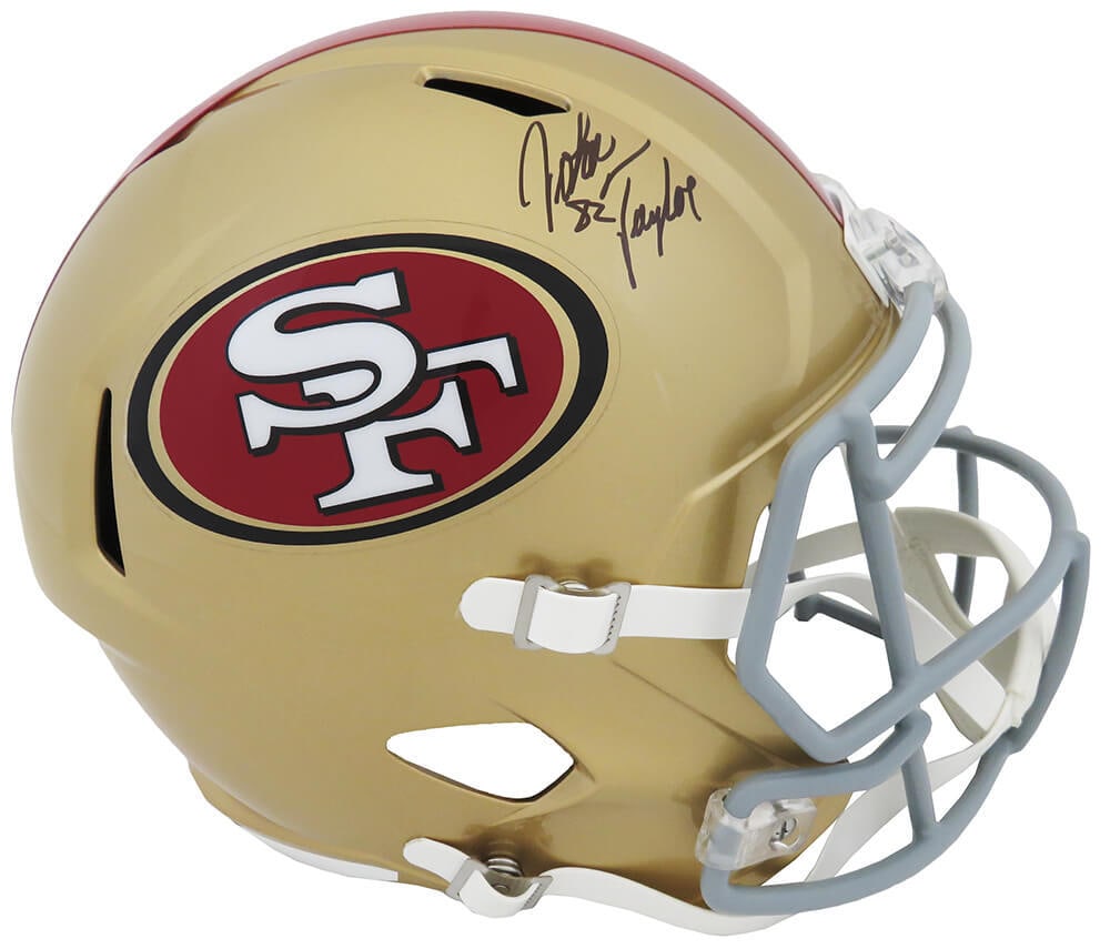 John Taylor Autographed 49ers Riddell Full Size Replica Helmet with COA: John Taylor Autographed 49ers Riddell Full Size Replica Helmet with COA This signed San Francisco 49ers Riddell full-size speed replica helmet is an authentic piece of NFL memorabilia featuring the si