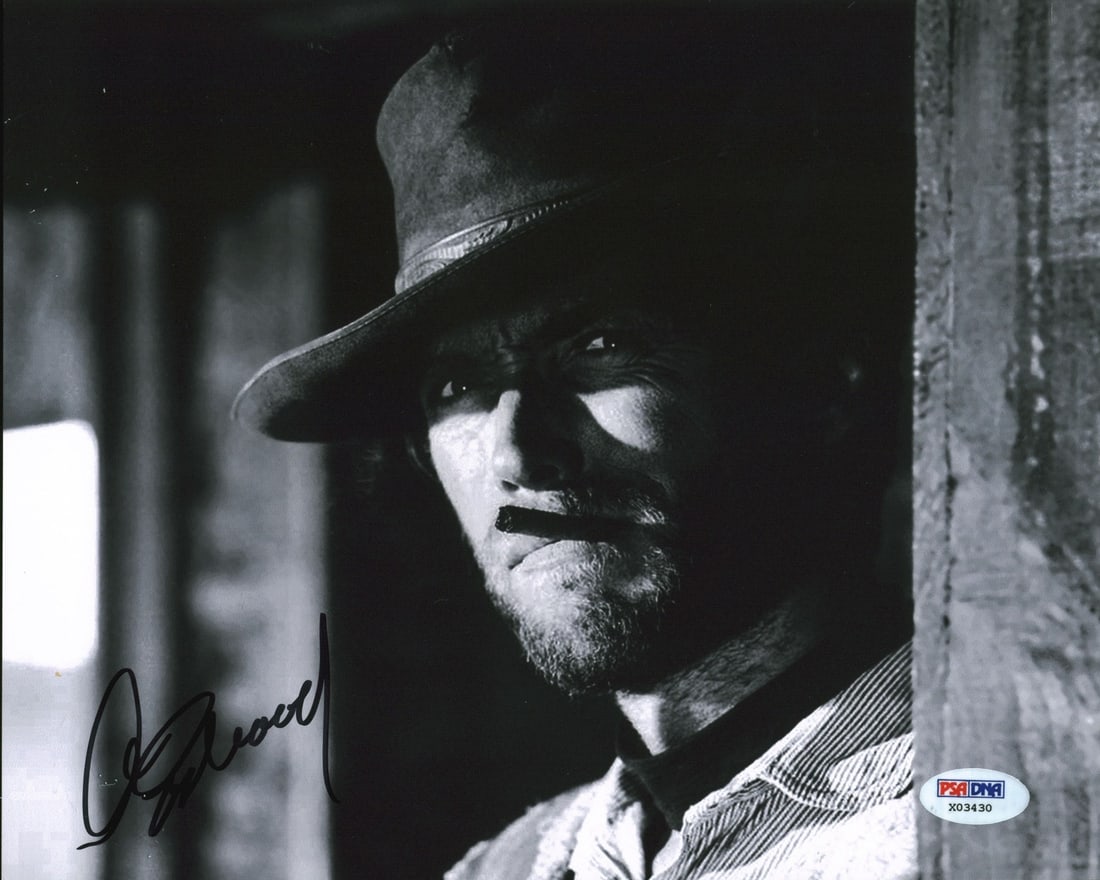 Clint Eastwood Signed 8x10 Photo The Good the Bad and the Ugly PSA/DNA: Clint Eastwood Signed 8x10 Photo The Good the Bad and the Ugly PSA/DNA This is a stunning autographed 8x10 photo personally signed by Clint Eastwood, featuring his iconic role in 'The Good, the Bad an