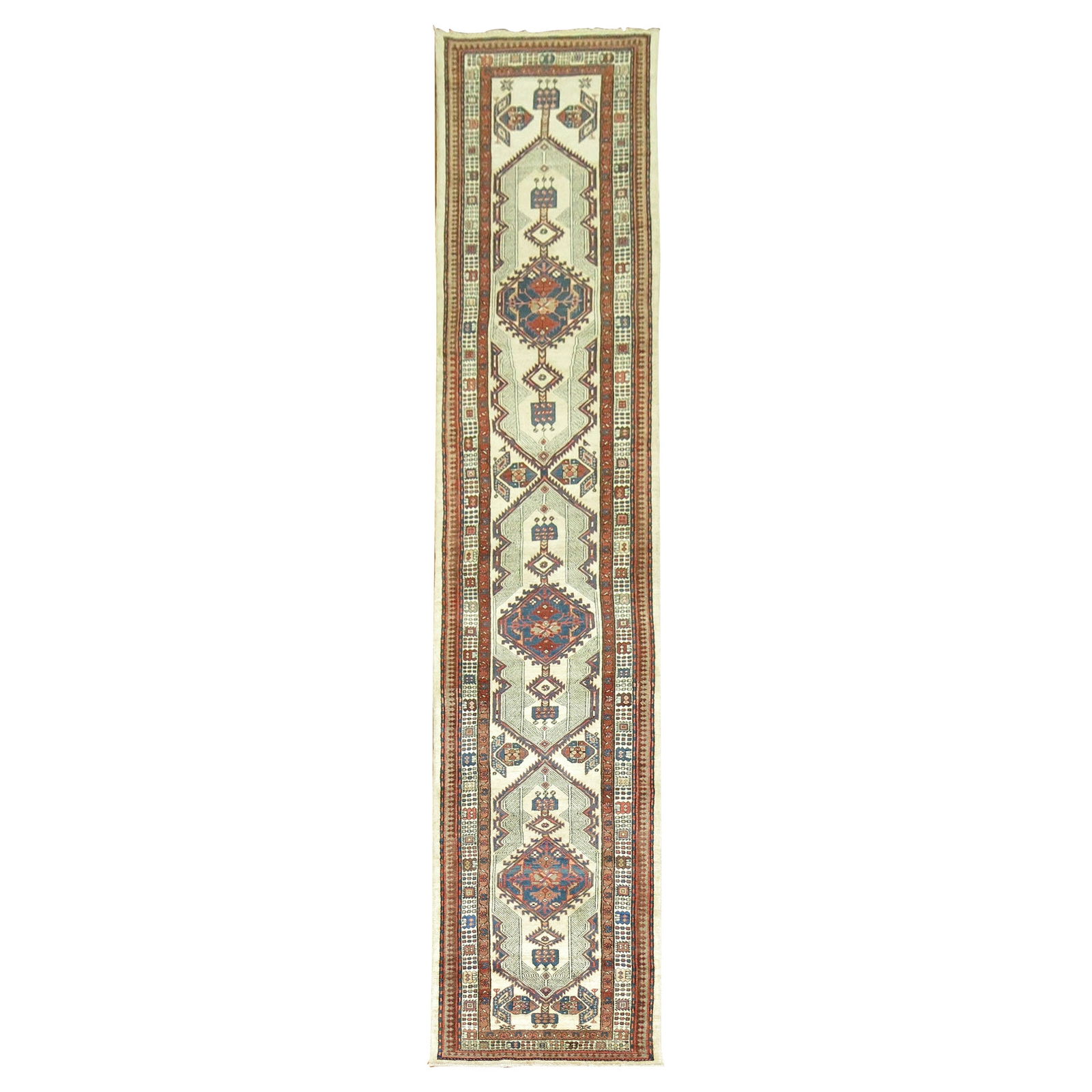 Antique Persian Serab Runner Wool Hand-Woven Bakshaish 35 x 187 in: Antique Persian Serab Runner Wool Hand-Woven Bakshaish 35 x 187 in This stunning Long Tribal Persian Antique Serab Runner showcases the exquisite craftsmanship of early 20th century Iranian weavers. H