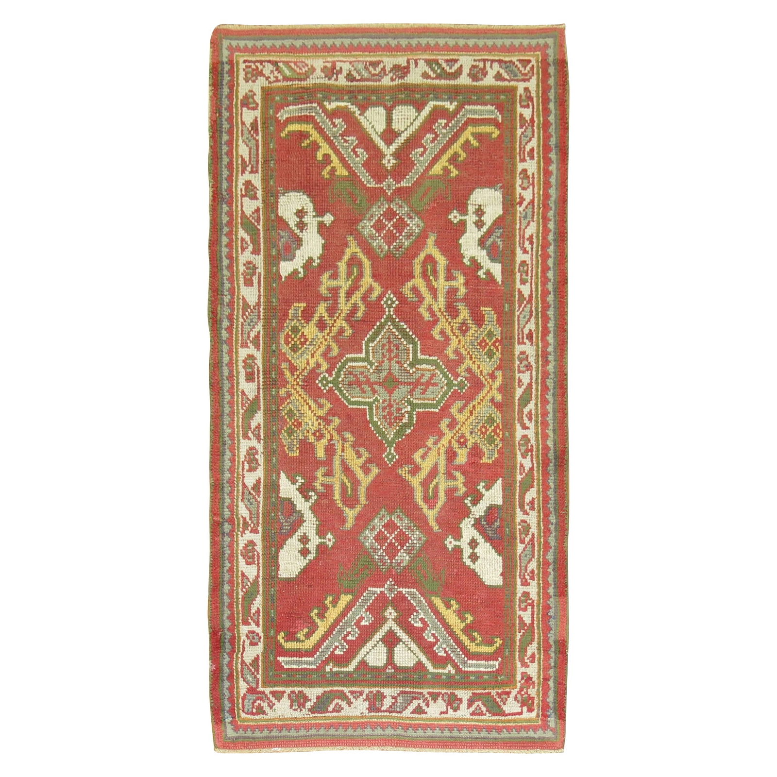 Bohemian Antique Turkish Oushak Runner circa 1910 Wool Hand-Woven 38 x 72: Bohemian Antique Turkish Oushak Runner circa 1910 Wool Hand-Woven 38 x 72 Discover the charm of this Antique Turkish Oushak Runner, a beautiful blend of history and artistry. Hand-woven from durable w