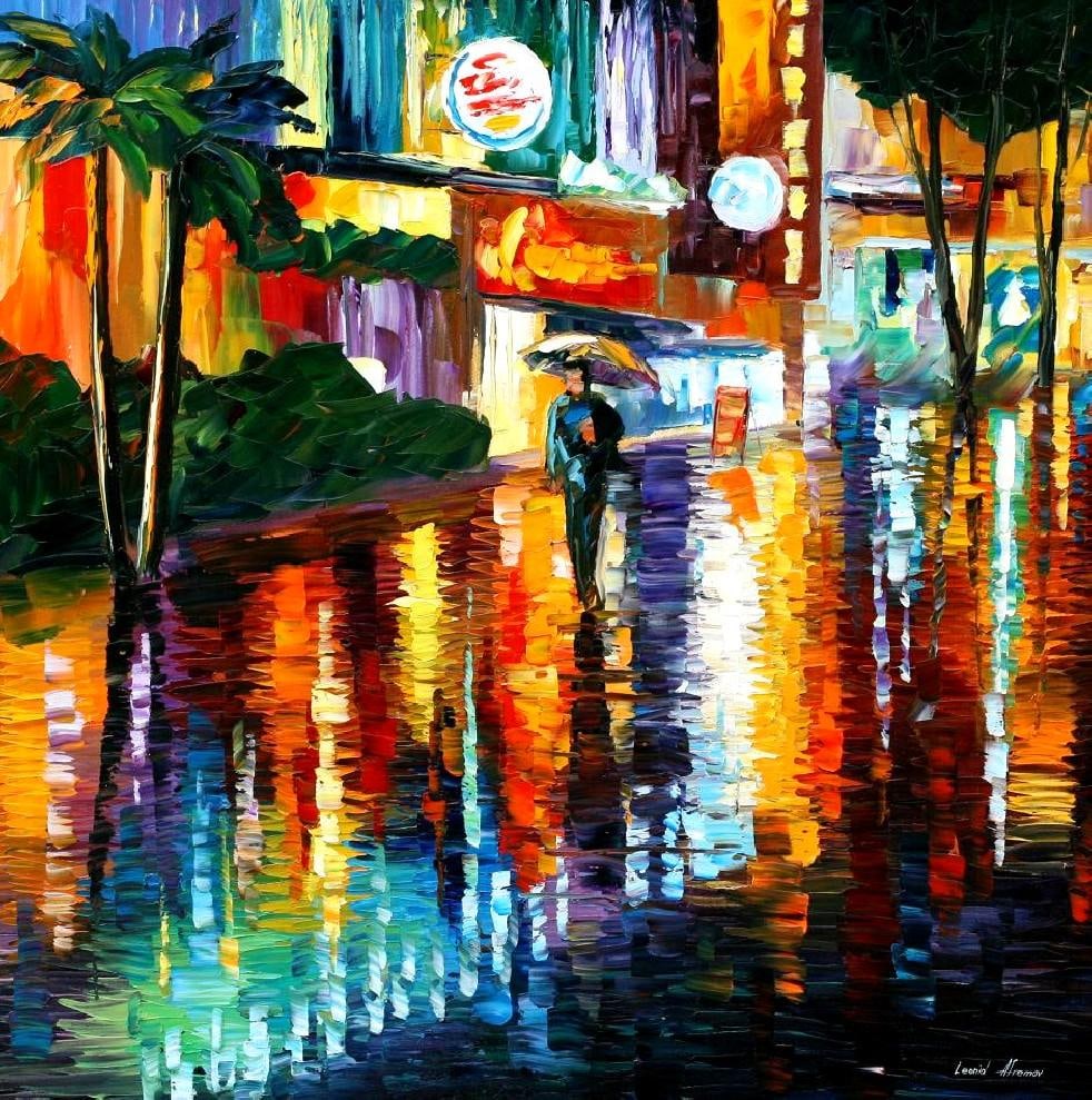 Miami Night Limited Edition 1/25 Canvas by Leonid Afremov: Miami Night Limited Edition 1/25 Canvas by Leonid Afremov Introducing 'Miami Night' - a stunning limited edition giclee artwork by renowned artist Leonid Afremov. This remarkable piece is part of a li