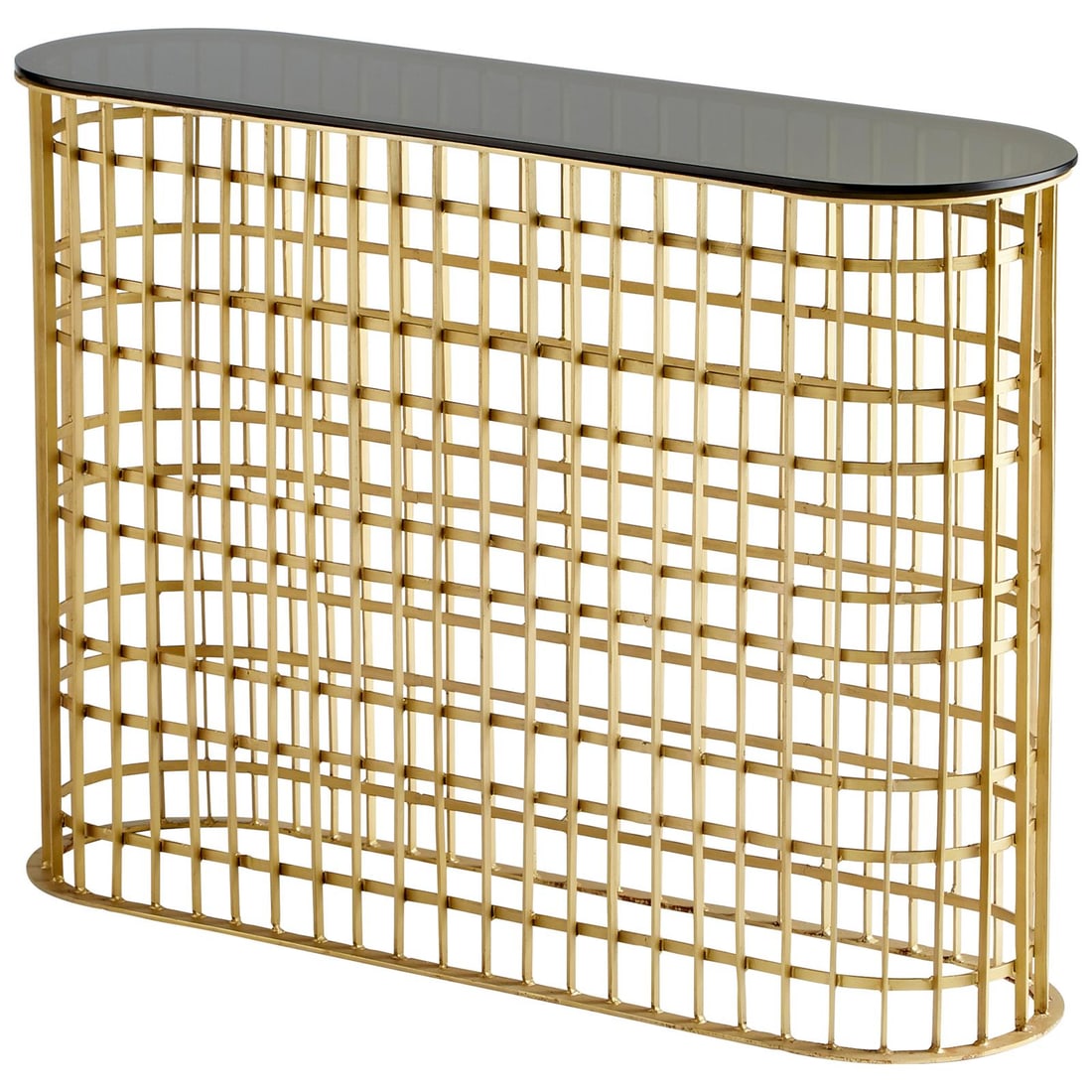 Cyan Kingdom Industrial Console Table Brass Finish 42.25": Cyan Kingdom Industrial Console Table Brass Finish 42.25" Introducing a Sleek Industrial Console Table that combines vintage charm with modern design. This console table features a striking antique br