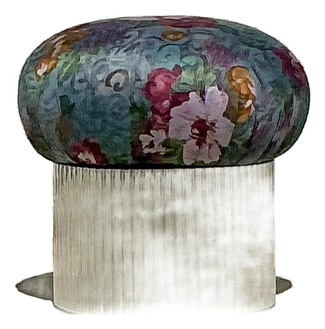 Vintage Boho Swivel Ottoman Inspired by Thayer Coggin 28" Diameter: Vintage Boho Swivel Ottoman Inspired by Thayer Coggin 28" Diameter Elevate your living space with this stunning vintage swivel ottoman, inspired by the iconic designs of Thayer Coggin. This ottoman fe