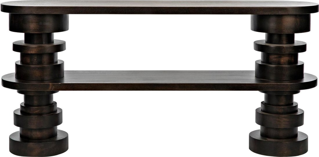 Noir Fuller Console Table Ebony Walnut English Traditional Style: Noir Fuller Console Table Ebony Walnut English Traditional Style Introducing the Traditional Walnut Console, a perfect addition to refined spaces. This elegant piece showcases a stunning ebony walnut