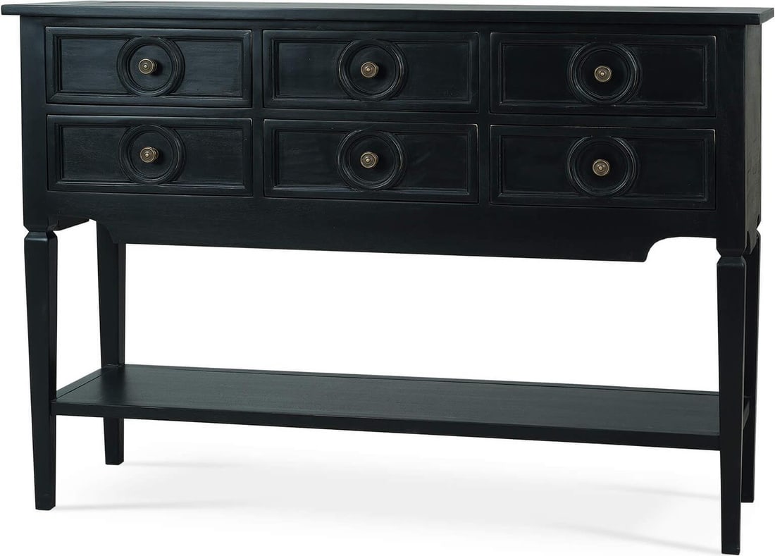 Bramble Orleans Console Table in Batavia Black: Bramble Orleans Console Table in Batavia Black Introducing the Orleans Console Table, a timeless piece designed for sophisticated spaces. This console features a striking Batavia Black finish that enh