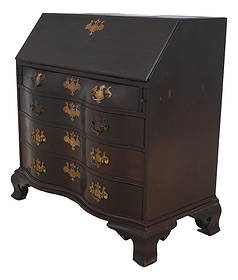 Wallace Nutting Antique Mahogany Bow Front Slant Lid Desk: Wallace Nutting Antique Mahogany Bow Front Slant Lid Desk Discover a remarkable piece of history with this Antique Wallace Nutting Mahogany Bow Front Slant Lid Desk. Crafted approximately 100 years ag