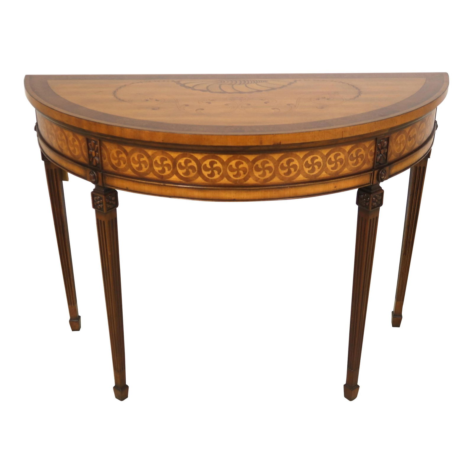 Elegant Century Satinwood Mahogany Console Table English Design: Elegant Century Satinwood Mahogany Console Table English Design This exquisite Adams Style Console Table boasts a stunning combination of mahogany and satinwood, showcasing exceptional quality and cra