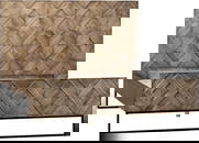 Modena Queen Bed Black Base Oak Iron Transitional Style