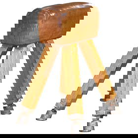 Vintage Early 20th Century Czech Pommel Horse Bench Patinated Leather: Vintage Early 20th Century Czech Pommel Horse Bench Patinated Leather Introduce a touch of vintage athletic charm to your space with this Early 20th Century Czech Pommel Horse Bench, beautifully craft