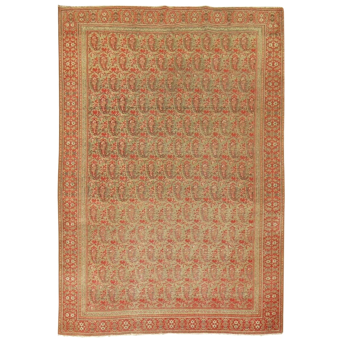 19th Century Antique Persian Dorokhsh Wool Rug 5'3 x 7'1 Sarouk Farahan: 19th Century Antique Persian Dorokhsh Wool Rug 5'3 x 7'1 Sarouk Farahan This exquisite Antique Persian Dorokhsh Rug features a stunning all-over boteh design in rich shades of cinnamon and cocoa brown