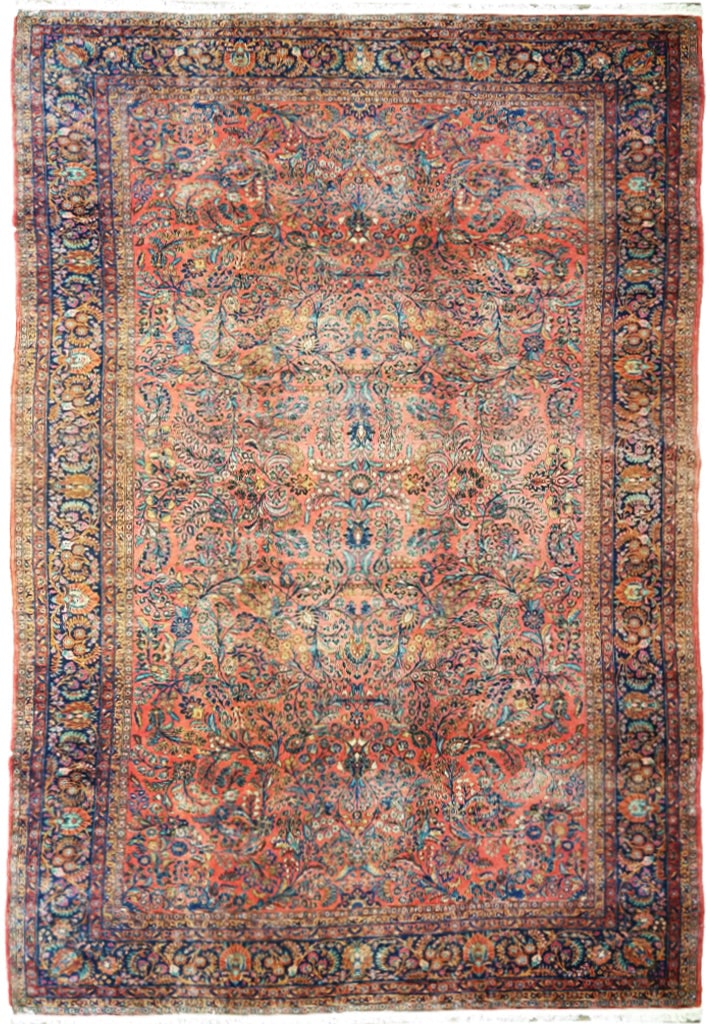 10x17 Feet Persian Antique Qazvin Sarouk Hand-Knotted Rug: 10x17 Feet Persian Antique Qazvin Sarouk Hand-Knotted Rug Enhance your home with the timeless elegance of this Persian Antique Qazvin Sarouk Rug, measuring 10' x 17'. This exquisite area rug is handcr