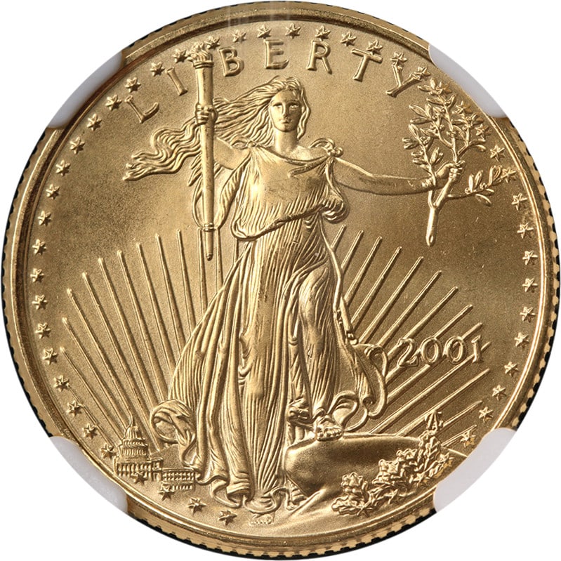 2001 Gold American Eagle $10 Coin NGC MS68 Uncirculated: 2001 Gold American Eagle $10 Coin NGC MS68 Uncirculated This 2001 Gold American Eagle coin, certified by NGC with a grade of MS68, is a stunning example of American coinage. It is in uncirculated cond