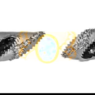 16K Two-Tone Gold Natural Blue Sapphire Diamond Ring Anniversary Size 5.5: 16K Two-Tone Gold Natural Blue Sapphire Diamond Ring Anniversary Size 5.5 This exquisite two-tone gold ring is crafted from 16K white and yellow gold, featuring a stunning natural deep blue sapphire a