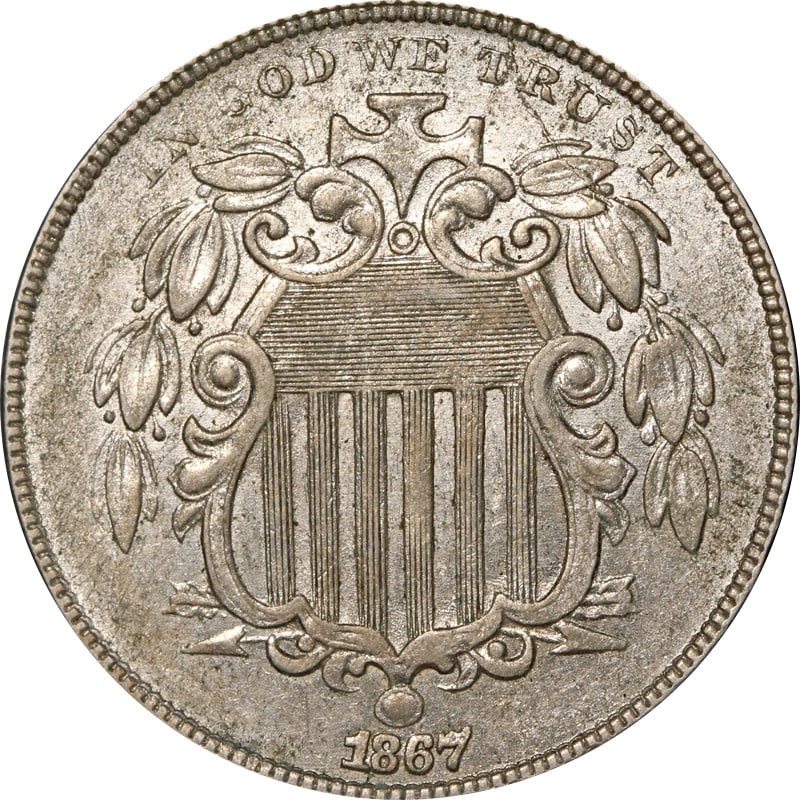 1867 Shield Nickel Circulated Historical Coin UNCERTIFIED: 1867 Shield Nickel Circulated Historical Coin UNCERTIFIED This 1867 Shield Nickel is a remarkable piece of numismatic history. Made of nickel, it showcases the classic design of the Shield Nickel seri