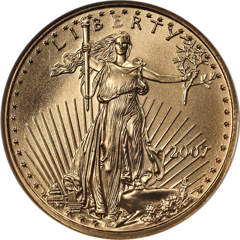 2007 Gold American Eagle $25 NGC MS69 Uncirculated Coin: 2007 Gold American Eagle $25 NGC MS69 Uncirculated Coin This 2007 Gold American Eagle coin features a stunning uncirculated finish and is graded MS69 by NGC, ensuring its high quality and collectible