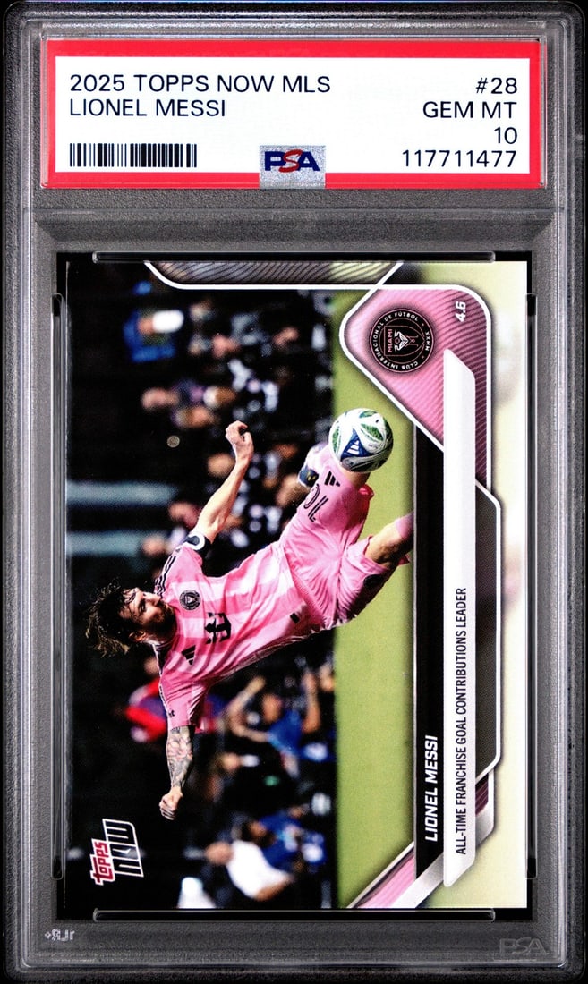 2025 Topps Now Lionel Messi MLS Card PSA 10 Gem Mint: 2025 Topps Now Lionel Messi MLS Card PSA 10 Gem Mint This is a graded 2025 Topps Now MLS Lionel Messi #28 soccer card, featuring the legendary player in pristine condition. It has been certified as a 