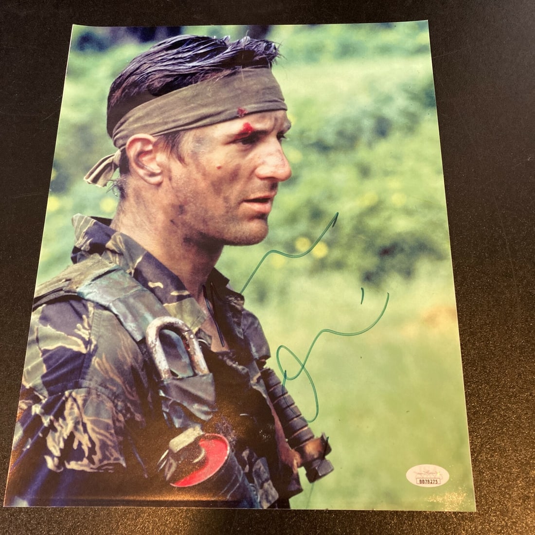 Robert De Niro Signed 11x14 Deerhunter Photo with JSA COA: Robert De Niro Signed 11x14 Deerhunter Photo with JSA COA This iconic 11x14 photograph from the classic film 'Deerhunter' features the signature of legendary actor Robert De Niro. The autograph is aut