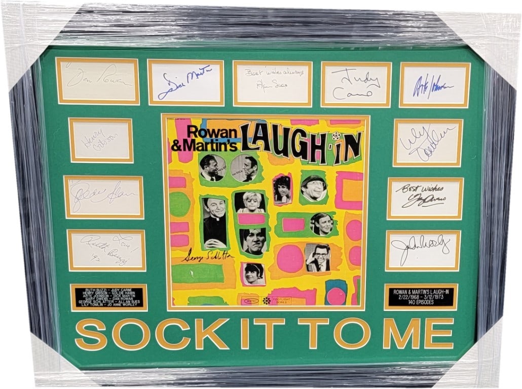 Goldie Hawn Ruth Buzzi Signed Photo with JSA Authentication: Goldie Hawn Ruth Buzzi Signed Photo with JSA Authentication This remarkable piece features a signed autographed photograph along with cuts from the iconic television show "Rowan and Martin's Laugh-In.