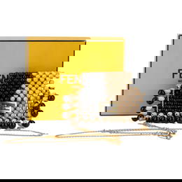 Fendi Micro Fringe Baguette Necklace Black Glass Wood Beads