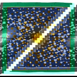 Gucci 34x34 Sun Silk Scarf Blue Green Pattern Made in Italy