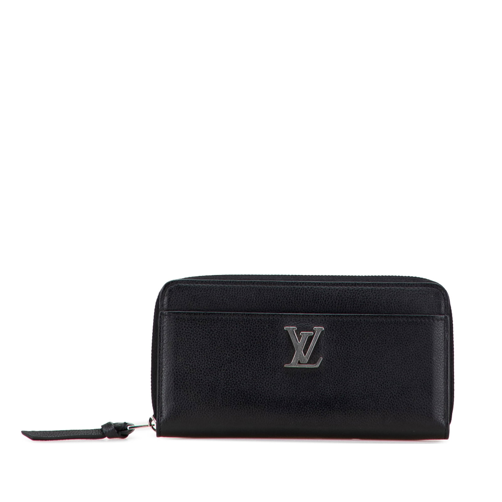 Louis Vuitton Black Leather Lockme Zippy Wallet with Dust Bag and Box: Louis Vuitton Black Leather Lockme Zippy Wallet with Dust Bag and Box The Louis Vuitton Lockme Zippy Wallet is a stylish and functional accessory crafted from high-quality leather. This wallet feature