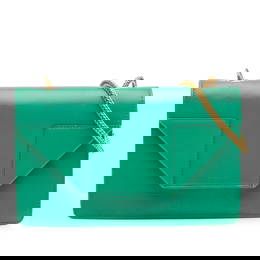 Saint Laurent Green Leather Small Betty Crossbody Bag with Gold Chain